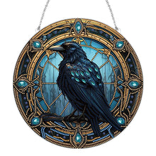 Load image into Gallery viewer, Stained Glass Animal Diamond Drawing Hanging Ornament Crow Window Suncatcher
