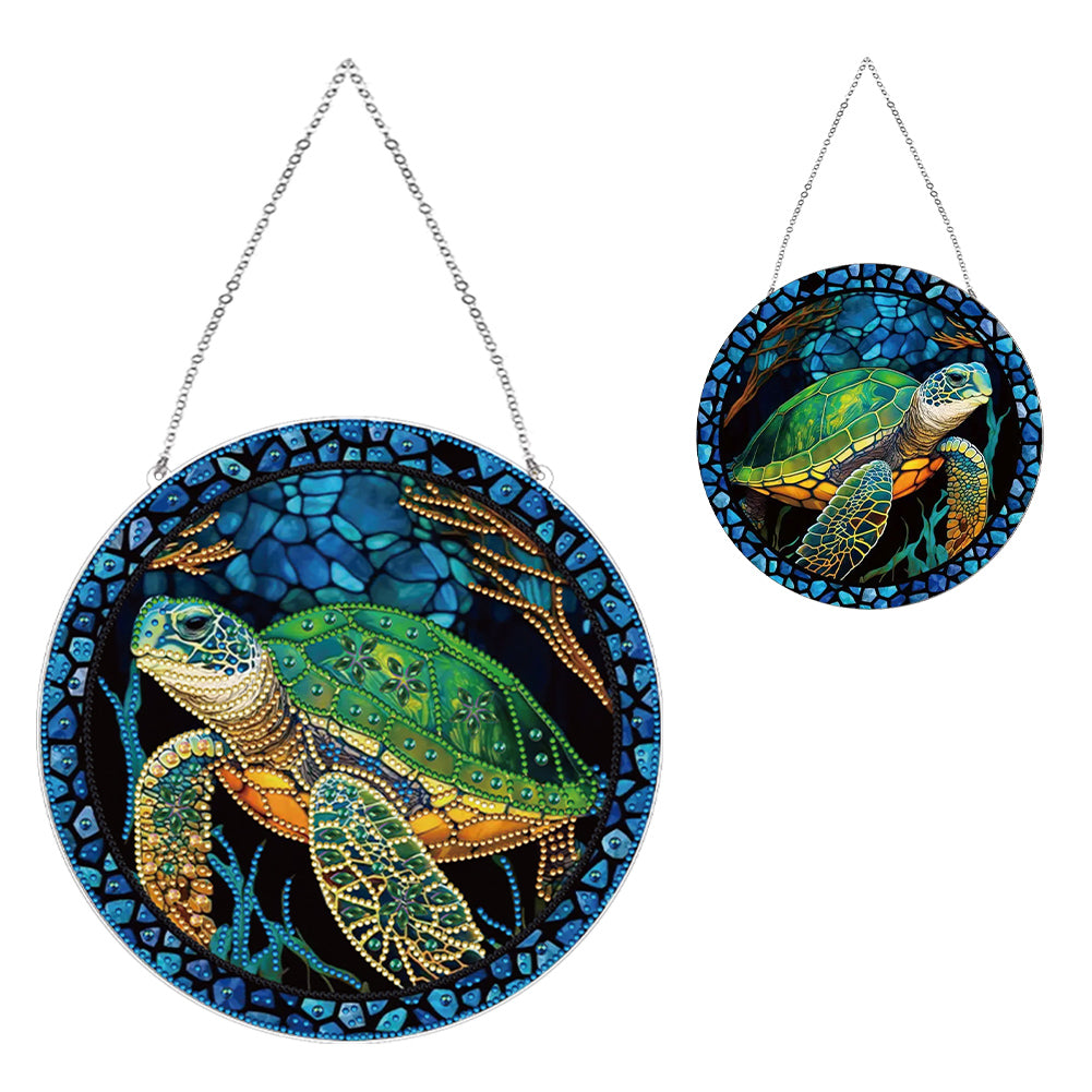 Stained Glass Animal Diamond Drawing Hanging Ornament Turtle Window Suncatcher