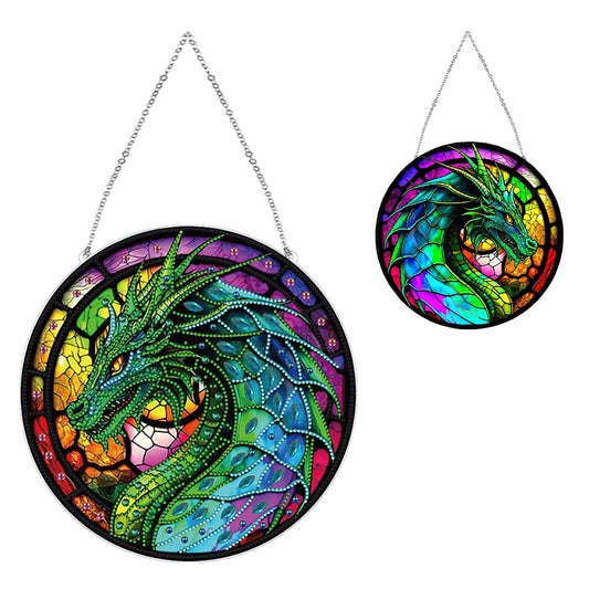 Stained Glass Animal Diamond Drawing Hanging Ornament Dragon Window Suncatcher