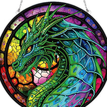 Load image into Gallery viewer, Stained Glass Animal Diamond Drawing Hanging Ornament Dragon Window Suncatcher
