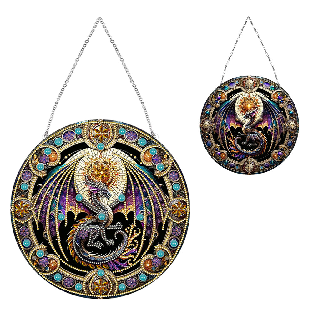 Stained Glass Animal Diamond Drawing Hanging Ornament Dragon Window Suncatcher