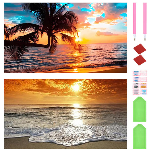2pcs Round Diamond Painting Set - Landscape (70*40CM)