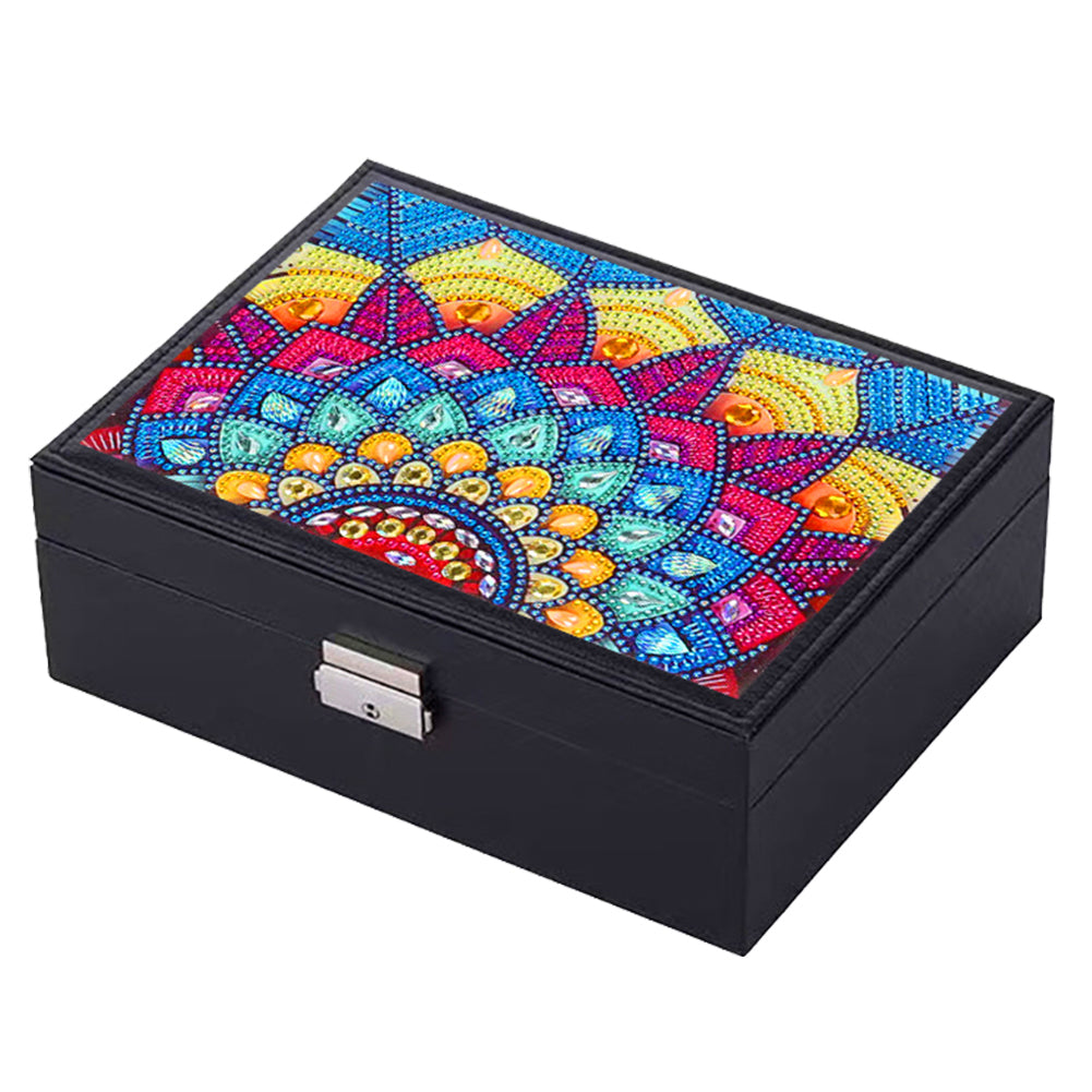 PU Partial Special Shaped Mandala Diamond Art Bracelet Organizer for Women Girls