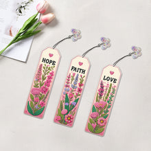 Load image into Gallery viewer, 3Pcs Letter Flower Special Shape 5D DIY Diamond Painting Bookmark for Book Lover
