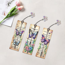 Load image into Gallery viewer, 3Pcs Butterfly Sheet Music Special Shape 5D DIY Diamond Painting Bookmark
