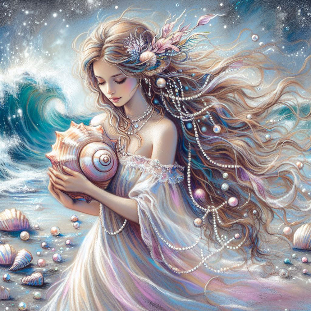 Diamond Painting - Full Round - Seaside girl (40*40CM)