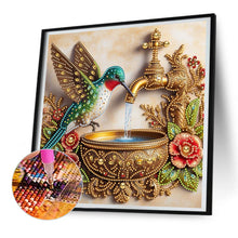 Load image into Gallery viewer, Diamond Painting - Partial Special Shaped - Hummingbird drinking water (30*30CM)
