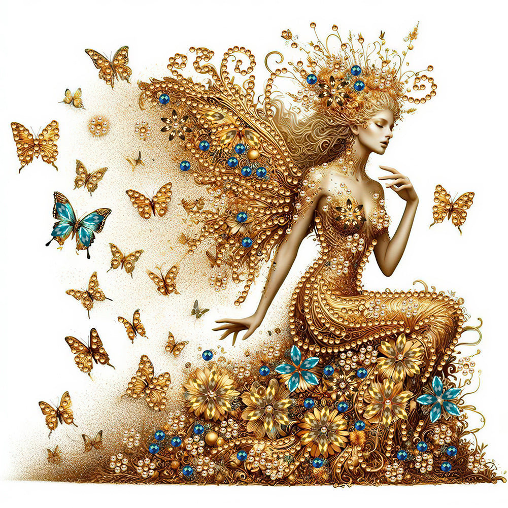 Diamond Painting - Partial Special Shaped - Butterfly girl (30*30CM)
