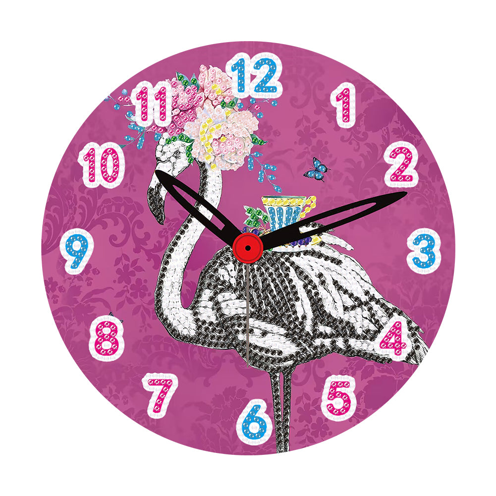 Flamingo Wooden DIY Diamond Painting Clock Kit Hanging Sign for Home Wall Decor