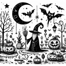 Load image into Gallery viewer, Diamond Painting - Full Round - Black and white Halloween (40*40CM)
