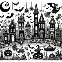 Load image into Gallery viewer, Diamond Painting - Full Round - Black and white Halloween (40*40CM)
