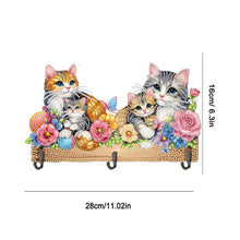 Load image into Gallery viewer, Wooden Special Shaped Warm Cat Family Diamond Art Craft Wall Hooks Home Decor
