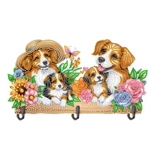 Load image into Gallery viewer, Wooden Special Shaped Warm Dog Family Diamond Art Craft Wall Hooks Home Decor
