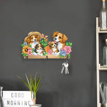 Load image into Gallery viewer, Wooden Special Shaped Warm Dog Family Diamond Art Craft Wall Hooks Home Decor
