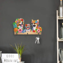 Load image into Gallery viewer, Wooden Special Shaped Three Dogs Family Diamond Art Craft Wall Hooks Home Decor
