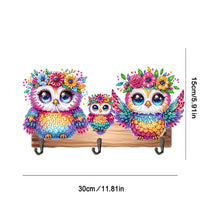 Load image into Gallery viewer, Wooden Special Shaped Three Owls Family Diamond Art Craft Wall Hooks Home Decor
