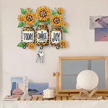 Load image into Gallery viewer, Wooden Special Shaped Leopard Print Sunflowers Diamond Art Craft Wall Hooks
