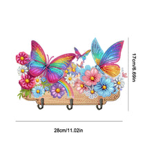 Load image into Gallery viewer, Wooden Special Shaped Rainbow Butterflies Flowers Diamond Art Craft Wall Hooks

