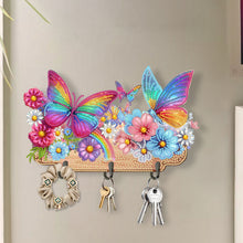 Load image into Gallery viewer, Wooden Special Shaped Rainbow Butterflies Flowers Diamond Art Craft Wall Hooks
