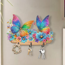 Load image into Gallery viewer, Wooden Special Shaped Flowers Butterflies Diamond Art Craft Wall Hooks for Home
