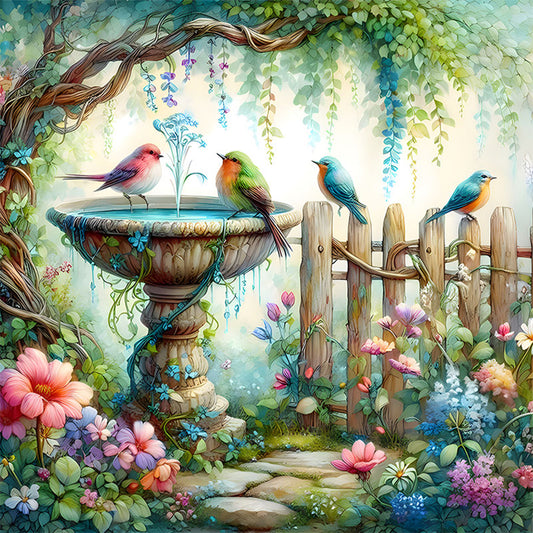 Diamond Painting - Full Round - Garden fountain (30*30CM)