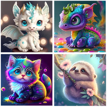 Load image into Gallery viewer, 4pcs Round Diamond Painting Set - Cartoon animals (30*30CM)
