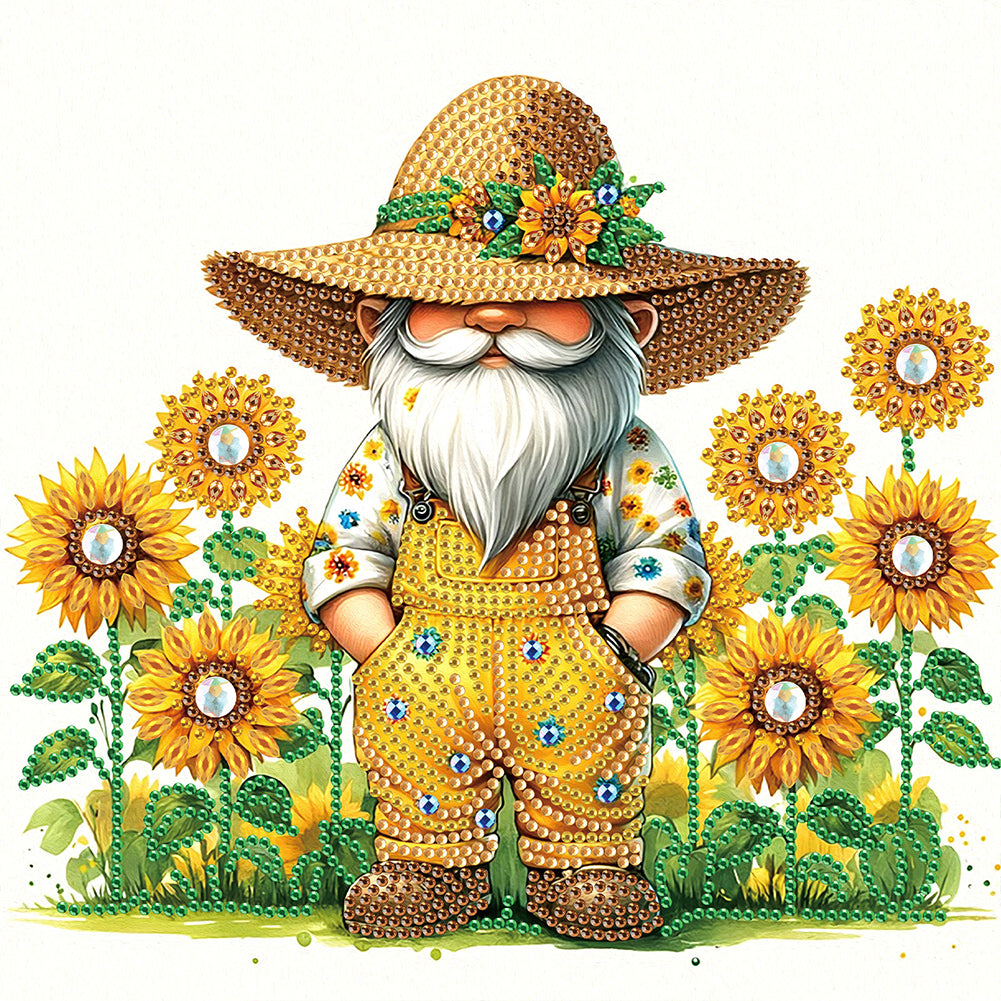 Diamond Painting - Partial Special Shaped - Sunflower gnome (30*30CM)