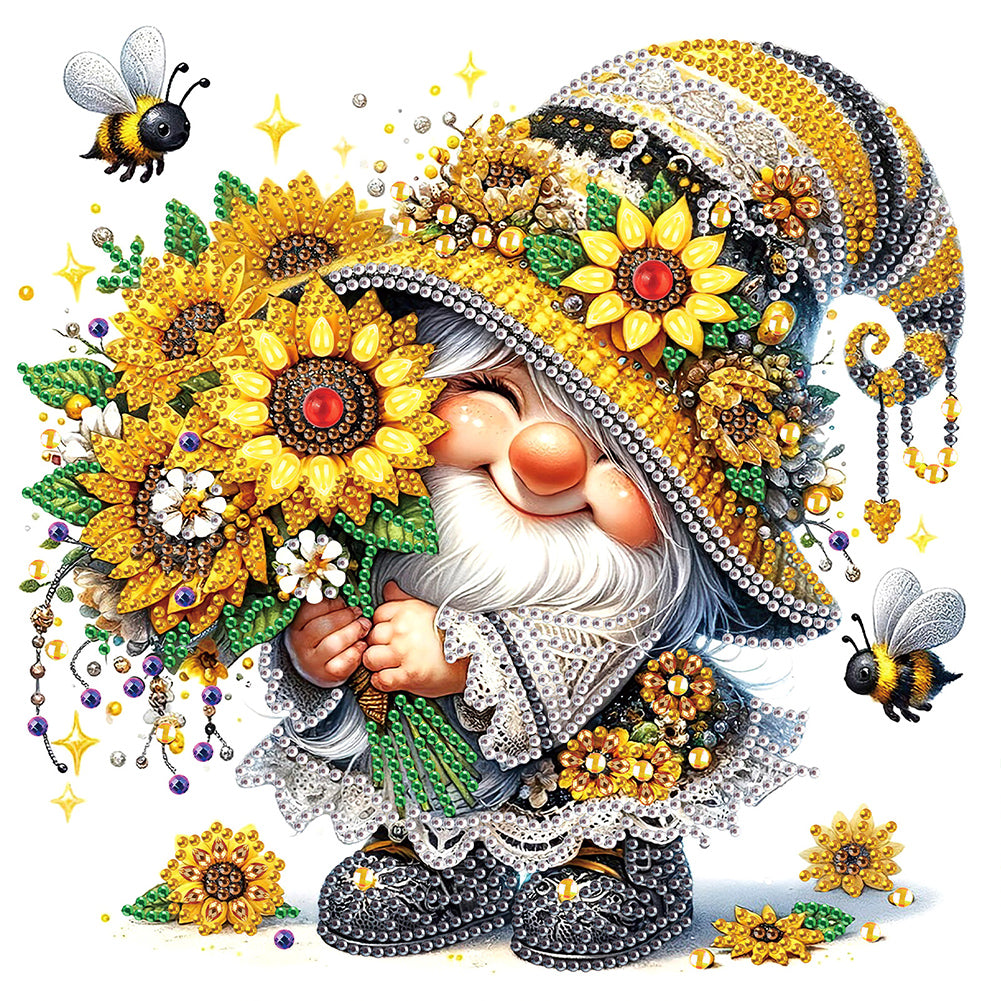Diamond Painting - Partial Special Shaped - Sunflower gnome (30*30CM)