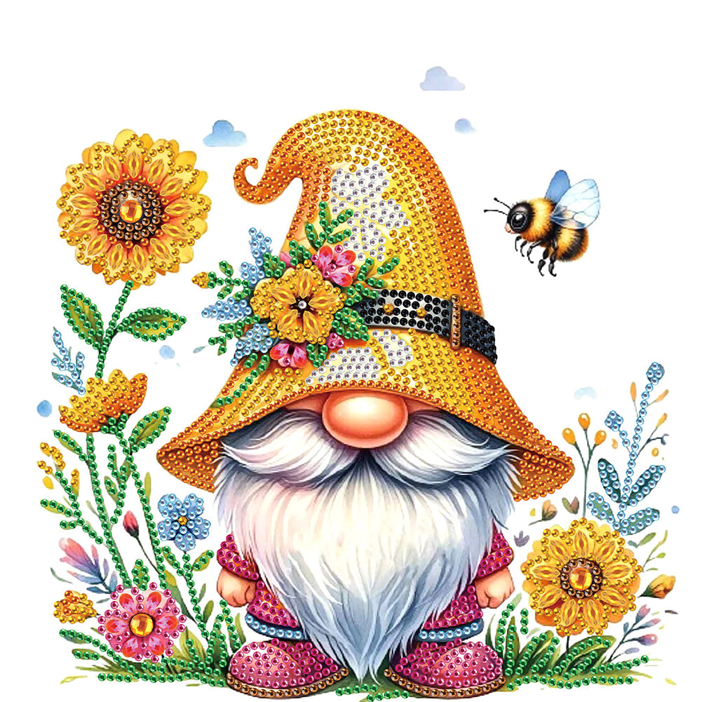Diamond Painting - Partial Special Shaped - Sunflower gnome (30*30CM)