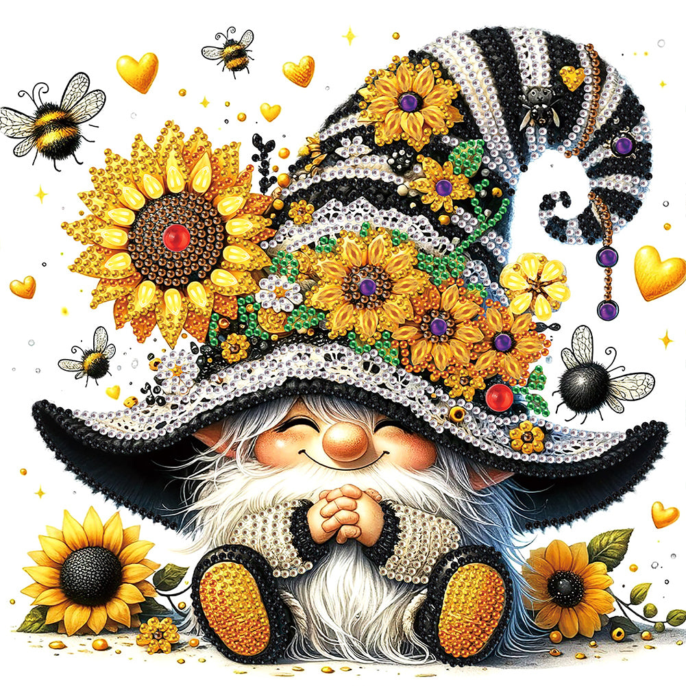 Diamond Painting - Partial Special Shaped - Sunflower gnome (30*30CM)