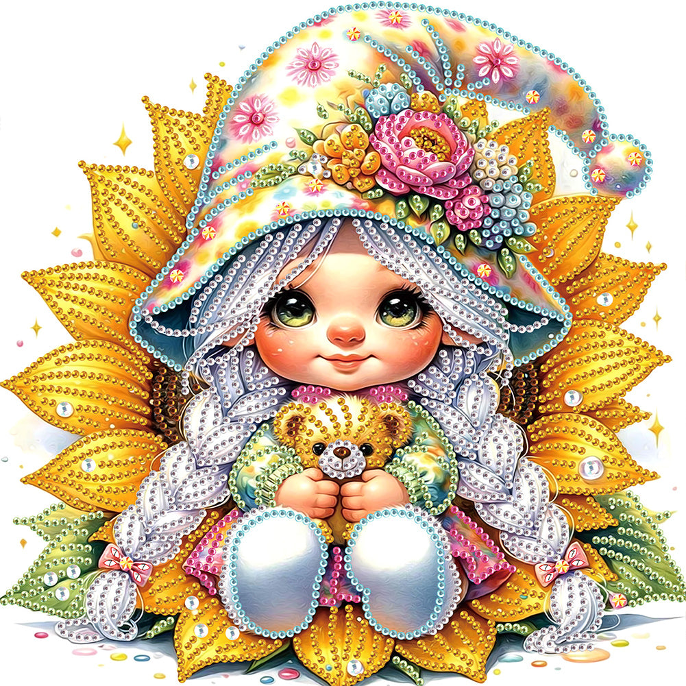 Diamond Painting - Partial Special Shaped - Sunflower gnome (30*30CM)