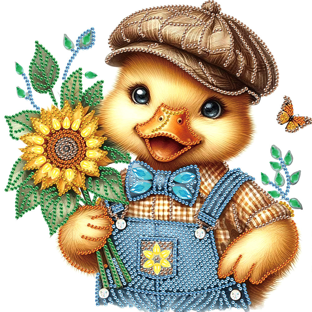 Diamond Painting - Partial Special Shaped - Sunflower duck (30*30CM)