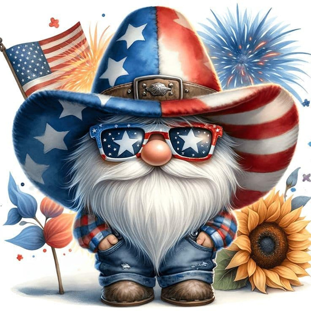 Diamond Painting - Full Round - Independence Day gnome (30*30CM)