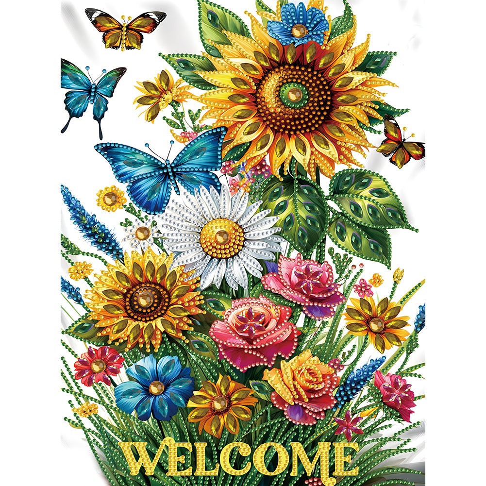 Diamond Painting - Partial Special Shaped - Welcome garden calligraphy and painting (30*40CM)