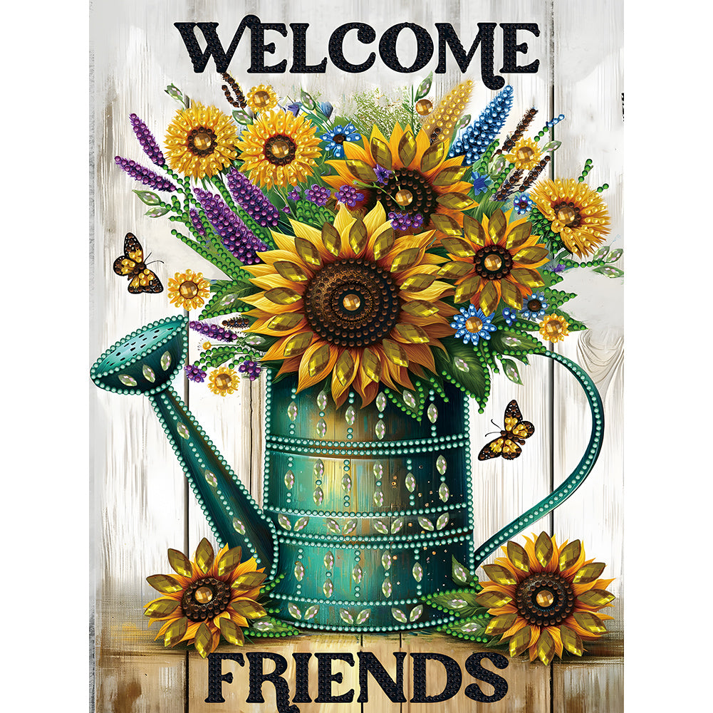 Diamond Painting - Partial Special Shaped - Welcome garden calligraphy and painting (30*40CM)