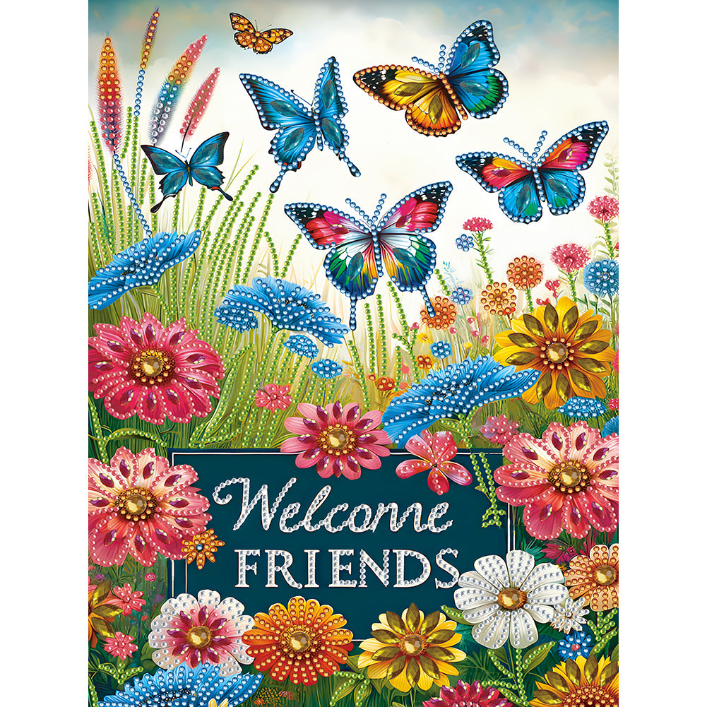 Diamond Painting - Partial Special Shaped - Welcome garden calligraphy and painting (30*40CM)
