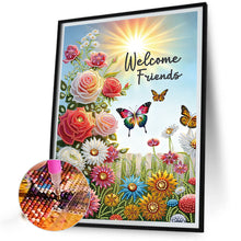 Load image into Gallery viewer, Diamond Painting - Partial Special Shaped - Welcome garden calligraphy and painting (30*40CM)
