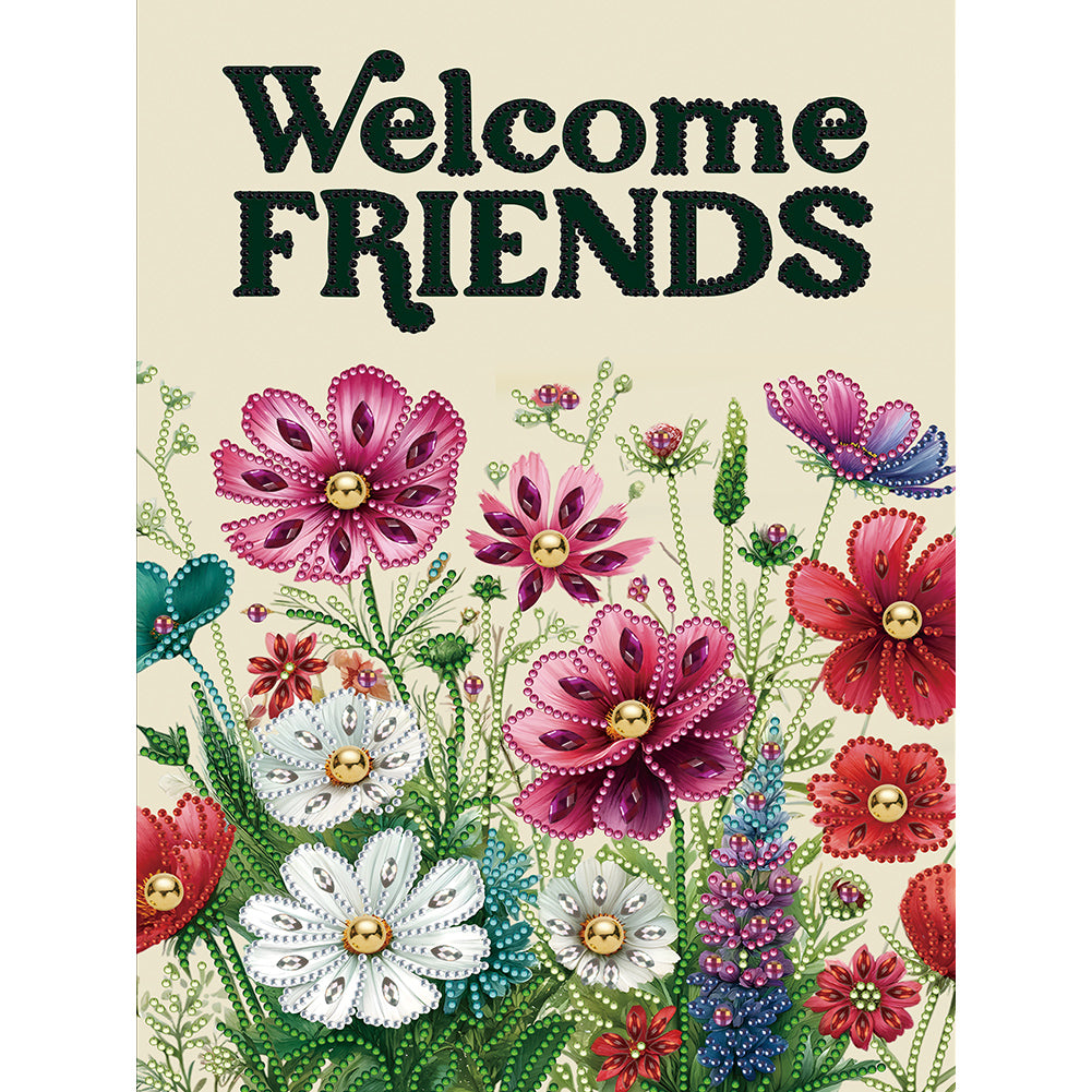 Diamond Painting - Partial Special Shaped - Welcome garden calligraphy and painting (30*40CM)