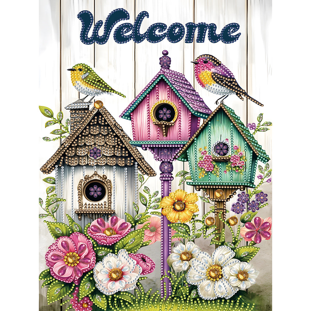Diamond Painting - Partial Special Shaped - Welcome garden calligraphy and painting (30*40CM)