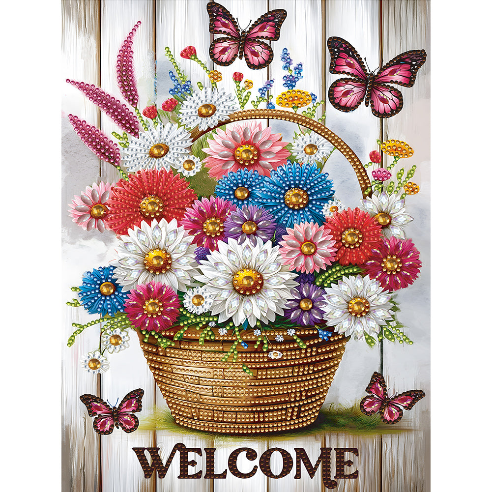 Diamond Painting - Partial Special Shaped - Welcome garden calligraphy and painting (30*40CM)