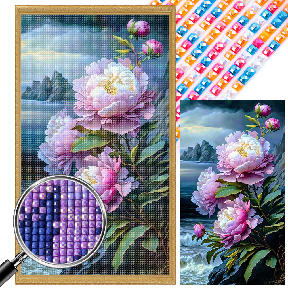 AB Diamond Painting - Full Square - Peony flower scenery (40*70CM)