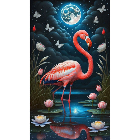 AB Diamond Painting - Full Square - Flamingo lotus scenery (40*70CM)