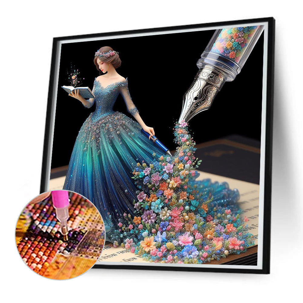 Diamond Painting - Full Round - Elegant lady under the pen (50*50CM)