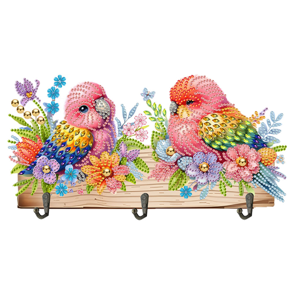Wooden Bird Flower Special Shape Diamond Painting Hanging Hooks for Home Decor