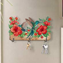 Load image into Gallery viewer, Wooden Hummingbird Flower Special Shape Diamond Painting Hanging Hooks for Decor
