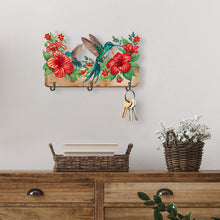Load image into Gallery viewer, Wooden Hummingbird Flower Special Shape Diamond Painting Hanging Hooks for Decor
