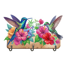 Load image into Gallery viewer, Wooden Hummingbird Flower Special Shape Diamond Painting Hanging Hooks for Decor
