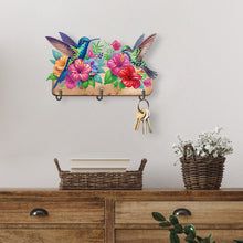 Load image into Gallery viewer, Wooden Hummingbird Flower Special Shape Diamond Painting Hanging Hooks for Decor
