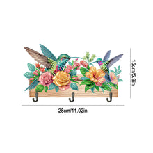 Load image into Gallery viewer, Wooden Hummingbird Rose Special Shape Diamond Painting Hanging Hooks for Decor
