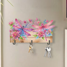 Load image into Gallery viewer, Wooden Dragonfly Flower Special Shape Diamond Painting Hanging Hooks for Decor
